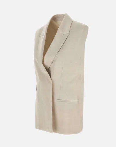 Shop Calvin Klein Beige Viscose Hemp Cotton Waistcoat