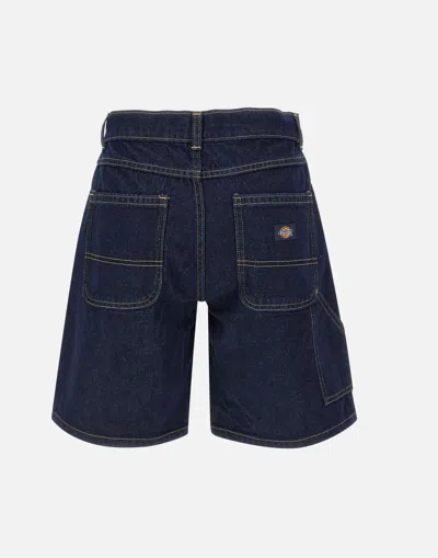 Shop Dickies Dark Blue Cotton Denim Shorts For Women