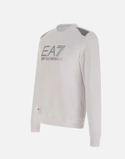 Shop Ea7 Certified Recycled Cotton Sweatshirt White Long Sleeve