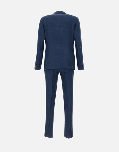 Shop Eleventy Blue Wool Linen Silk Two Piece Suit