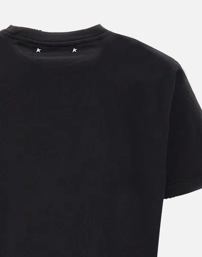 Shop Golden Goose Black Cotton T Shirt With Metal Stars