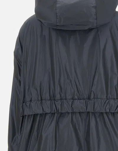 Herno Navy Blue Parka With Iridescent Effect And Slouchy Drawstring Hood