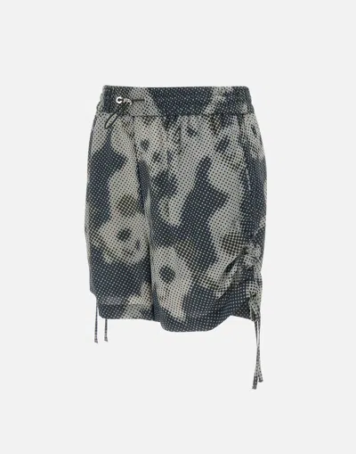 Shop Iceberg Black And Grey Silk Blend Draped Shorts