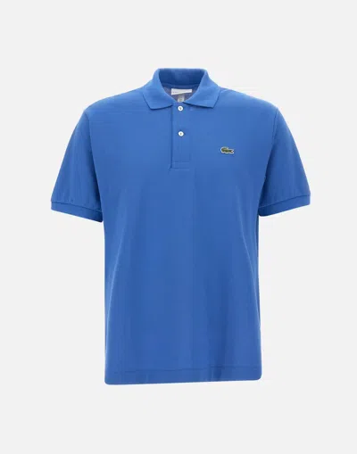 Shop Lacoste Cotton Piquet Cobalt Blue Polo Shirt