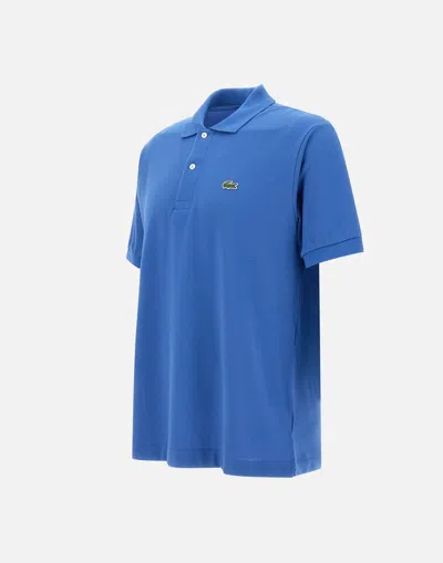 Shop Lacoste Cotton Piquet Cobalt Blue Polo Shirt