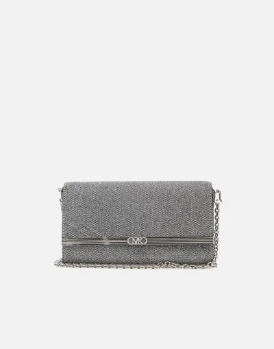 Shop Michael Kors Mona Silver Glitter Clutch Bag