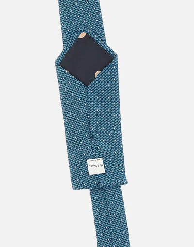 Shop Paul Smith Blue Silk Tie With Grey Polka Dots