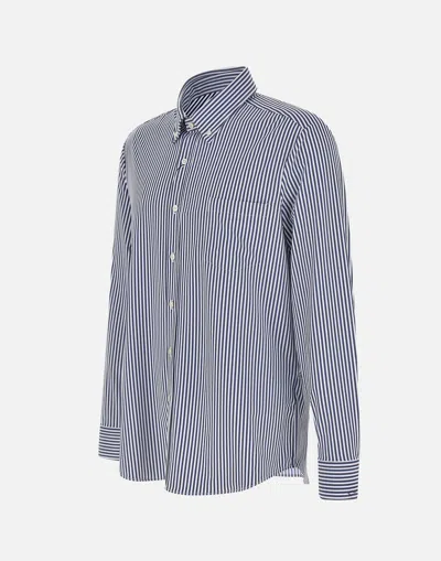 Shop Paul & Shark Paul&shark Blue Striped Button Down Shirt Slim Fit