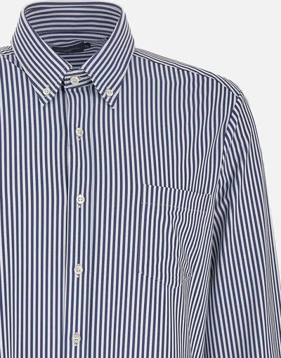 Shop Paul & Shark Paul&shark Blue Striped Button Down Shirt Slim Fit
