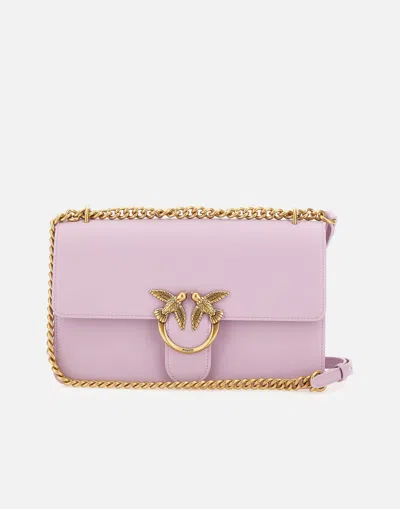 Shop Pinko Lilac Love One Classic Leather Shoulder Bag
