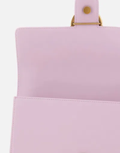 Shop Pinko Lilac Love One Classic Leather Shoulder Bag