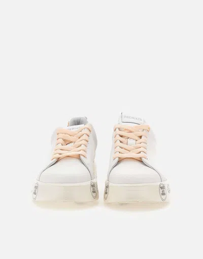 Shop Premiata Belle6709 Leather White Sneakers