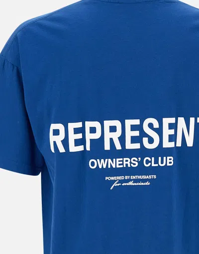 Shop Represent Owners Club Cotton T Shirt In Blue