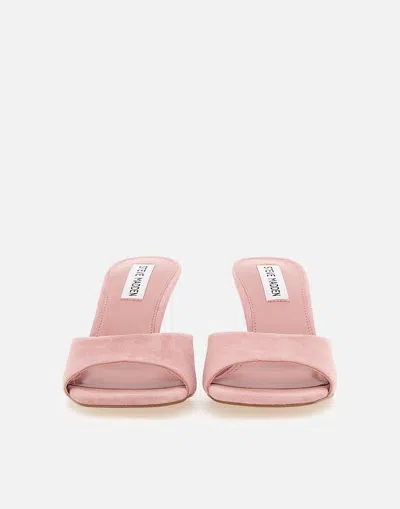 Shop Steve Madden Adysin Pink Suede Square Band Sandals With 8cm Heel