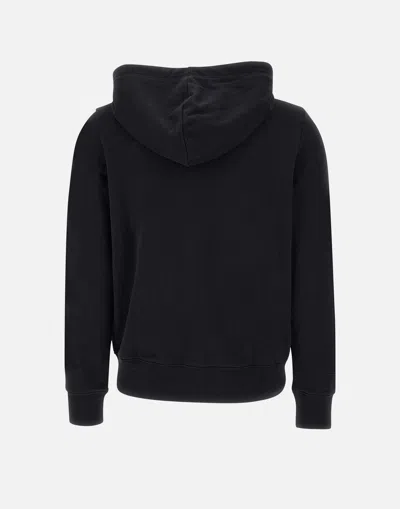 Shop Sun68 Black Hood Zip Cotton Sweatshirt With Full Zip Closure