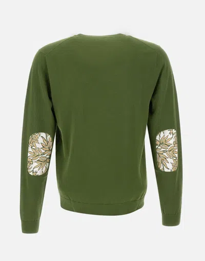 Shop Sun68 Green Cotton Sweater With Elbow Patches
