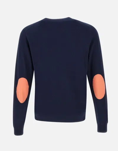 Shop Sun68 Round Elbow Navy Blue Cotton Sweater