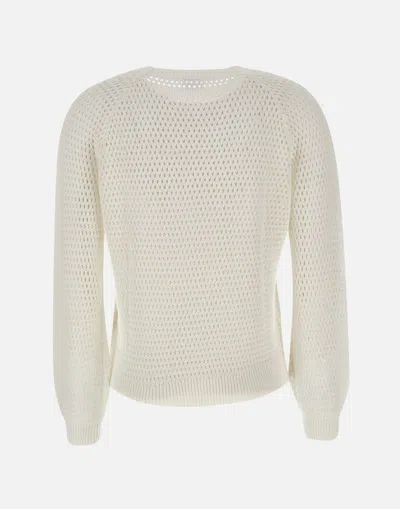 Shop Sun68 Round Neck White Cotton Sweater