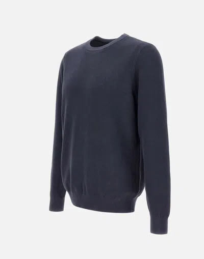 Shop Sun68 Round Vintage Navy Cotton Sweater