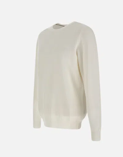 Shop Sun68 Round Vintage White Cotton Sweater
