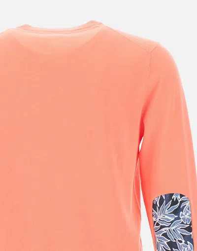 Shop Sun68 Salmon Cotton Sweater With Fancy Elbow Patches