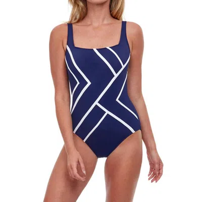 Shop Gottex Essentials Mirage Full Coverage One Piece Swimsuit In Got Mirage Navy In Multi