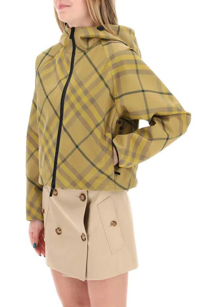 Shop Burberry "cropped  Check Jacket" In Brown