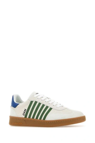 Dsquared2 Multicolor Canvas Boxer Sneakers In White