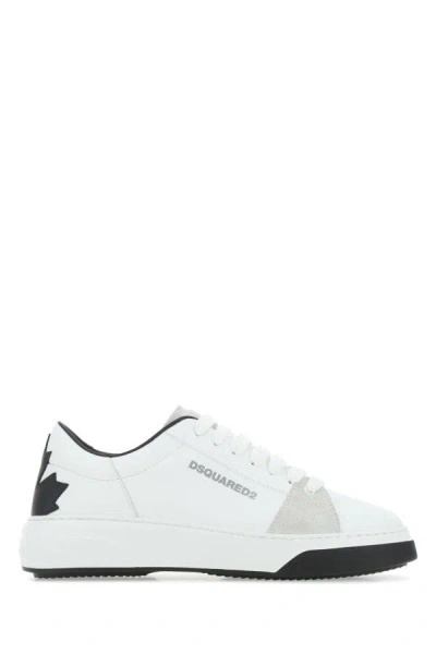 Shop Dsquared2 Dsquared Man Two-tone Leather Bumper Sneakers In Multicolor