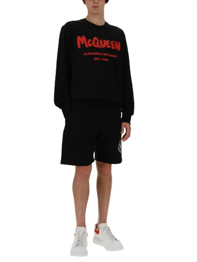 Shop Alexander Mcqueen "graffiti" Sweatshirt In Black