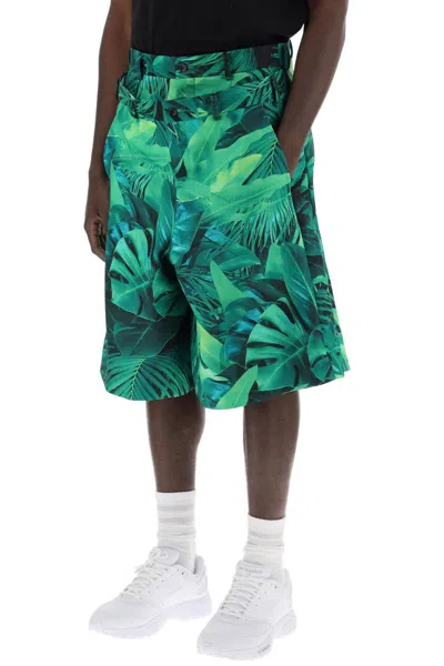 Shop Comme Des Garçons Homme Deux "jungle Bermuda With Double Front Layer In Verde