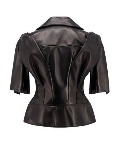 Alexander Mcqueen Leather Jackets In Black