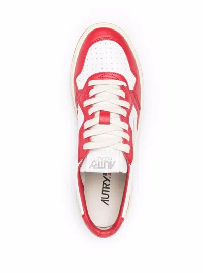 Shop Autry Man's Low Top  Bicolor Leather Sneakers In Red