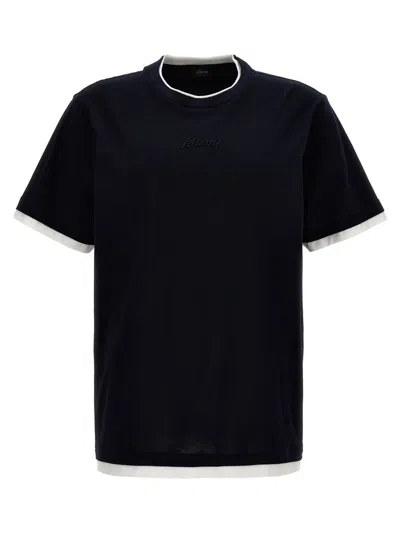 Shop Brioni Logo Embroidery T-shirt In Blue