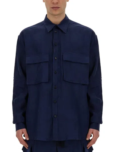 Shop Dolce & Gabbana Blue Linen Shirt