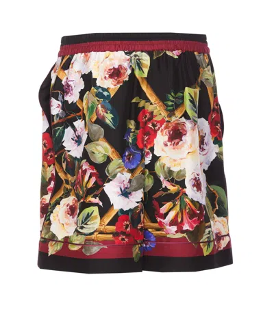 Dolce & Gabbana Floral-print Silk Pajama Shorts In Multicolour