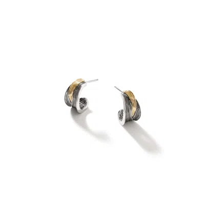 Shop John Hardy Bamboo J Hoop Earrings In Sterling Silver & Gold