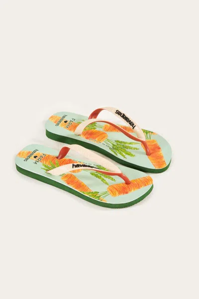 Farm Rio Active Blue Carrots Havaianas Sandals In Blue Carrots
