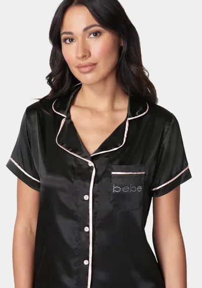 Bebe Button Up Short Set In Black