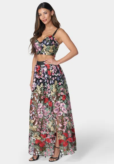 Bebe Embroidered Two Piece Set In Black Multi