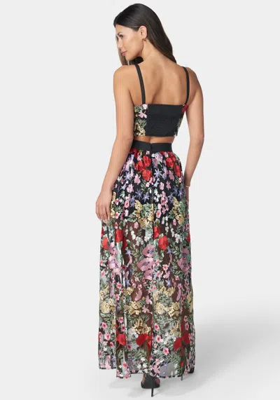 Bebe Embroidered Two Piece Set In Black Multi