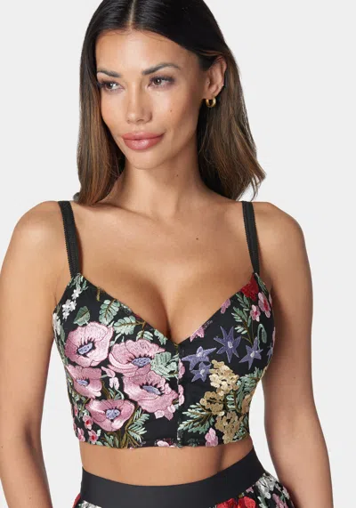 Bebe Embroidered Two Piece Set In Black Multi