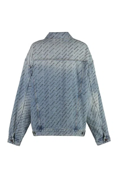 Shop Balenciaga Printed Denim Jacket