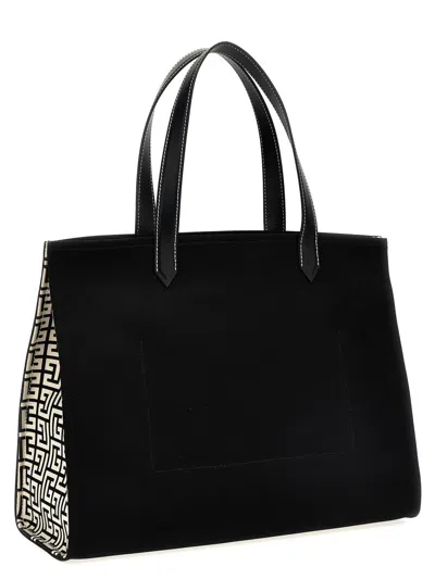 Balmain B-army 42 Canvas Tote Bag In White/black