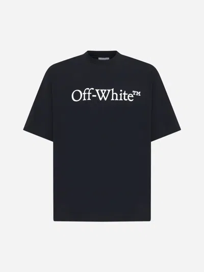 Shop Off-white Logo Cotton T-shirt In Black,white