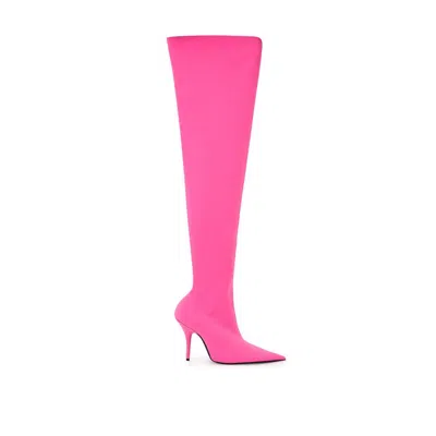Balenciaga Elegant Pink Polyester Boots For Sophisticated Style In Pink
