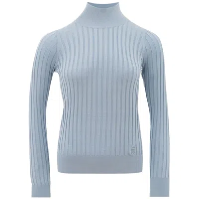 Shop Burberry Elegant Light Blue Silk Sweater