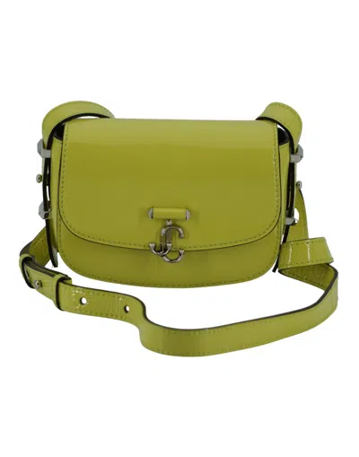 JIMMY CHOO LIME YELLOW LEATHER SMALL SHOULDER BAG 