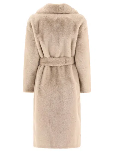 Shop Herno Belted Coat In Beige