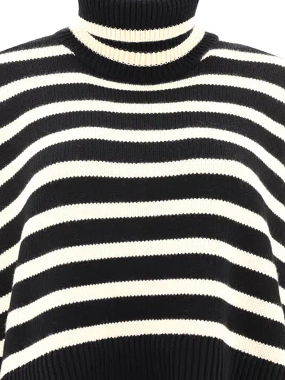 Shop Totême "signature Stripe" Turtleneck Sweater In Black
